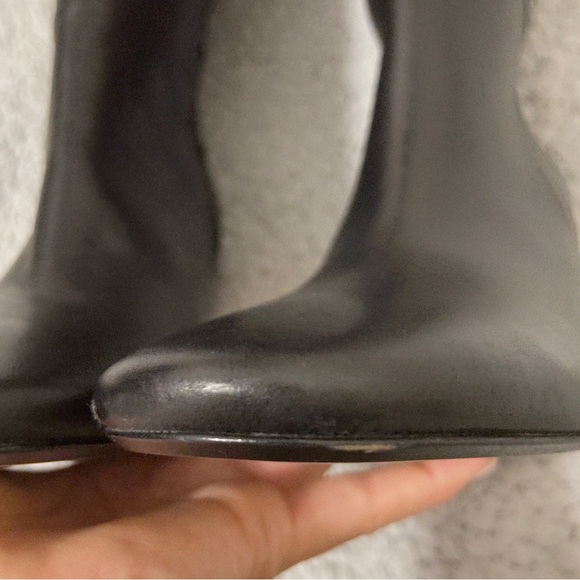 ZARA BLACK LEATHER OVER THE KNEE BOOTS ZIP & BLOCK HEEL Size US-7 / EU 37 - Picture 7 of 16